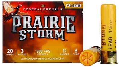 Picture of Federal PF258FS6 Wing-Shok Magnum FS Lead Shotshell 20 GA, 3 in, No. 6, 1-1/4oz, 3.44 Dr, 1300 fps, 25 Rnd per Box