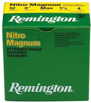 Picture of Remington NM126 Nitro Mag Buffered Magnum Loads Shotshell 12 GA, 3 in, No. 6, 1-5/8oz, 4 Dr, 1280 fps, 25 Rnd per Box