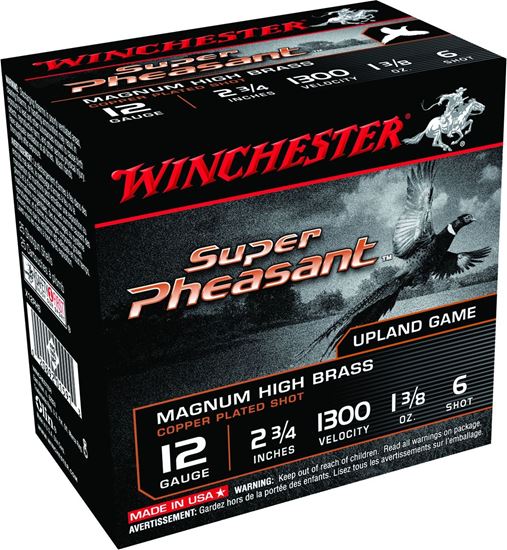 Picture of Winchester X12PH6 Super Pheasant Shotshell 12 GA, 2-3/4 in, No. 6, 1-3/8oz, Max Dr, 1300 fps, 25 Rnd per Box