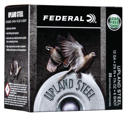 Picture of Federal USH12 6 Upland Steel Shotshell, 12 Gauge, 2-3/4", 1-1/8oz, #6, 1400fps, 25 Rounds Per Box