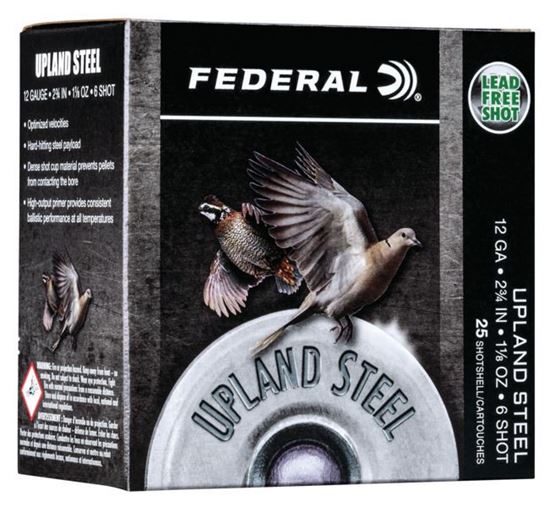 Picture of Federal USH12 6 Upland Steel Shotshell, 12 Gauge, 2-3/4", 1-1/8oz, #6, 1400fps, 25 Rounds Per Box