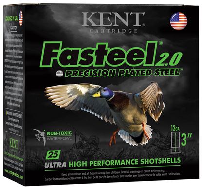 Picture of Kent K122FS30-3 Fasteel 2.0 Precision Plated Steel 12 GA 2-3/4" 1 1/16oz #3 1550FPS 25Bx