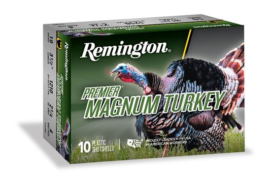 Picture of Remington P10HM4A Premier Magnum Shotshell 10GA, Copper-Plated, 3-1/2", No. 4, 2-1/4oz, 1210fps, 5 Rnd, Boxed