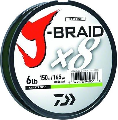 Picture of Daiwa JB8U40-150CH J-Braid x8 8 Strand Braided Line 40lb 150M Filler Spool Chartreuse