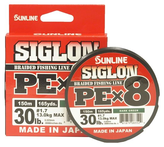 Picture of Sunline 63053456 Siglon PEx8 8-Strand Braided Line 30lb 165yd Dark Green Tight Weave Low Diameter