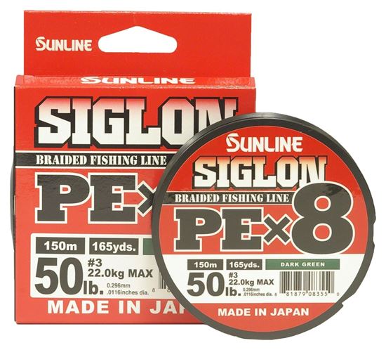 Picture of Sunline 63053462 Siglon PEx8 8-Strand Braided Line 50lb 165yd Dark Green Tight Weave Low Diameter