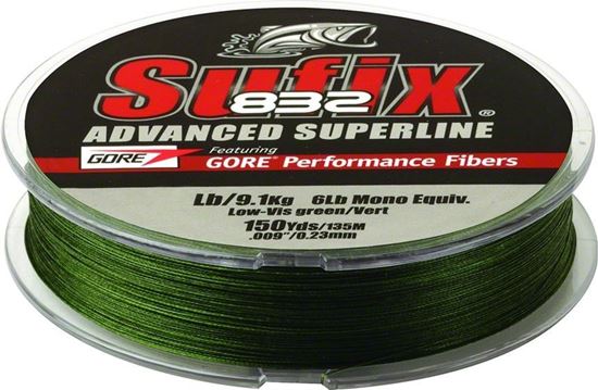 Picture of Sufix 660-006G 832 Advanced Superline Braid 6lb 150yd Lo-Vis Green