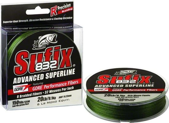 Picture of Sufix 660-020G 832 Advanced Superline Braid 20lb 150yd Lo-Vis Green