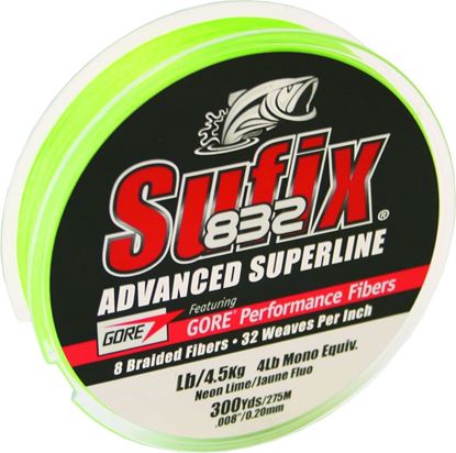 Picture of Sufix 660-020L 832 Advanced Superline Braid 20lb 150yd Neon Lime Boxed