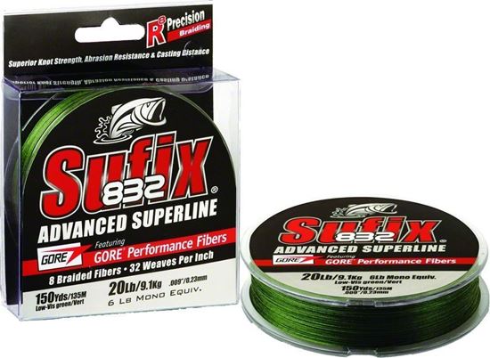 Picture of Sufix 660-008G 832 Advanced Superline Braid 8lb 150yd Lo-Vis Green