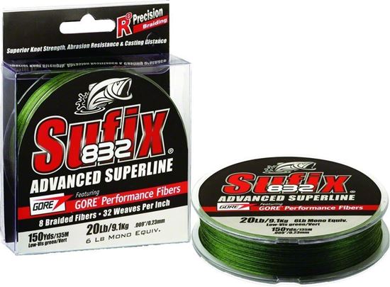 Picture of Sufix 660-015G 832 Advanced Superline Braid 15lb 150yd Lo-Vis Green