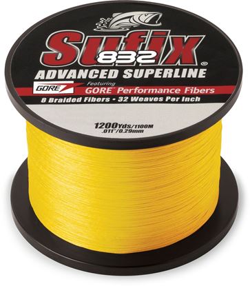 Picture of Sufix 660-315Y 832 Advanced Superline Braid 15lb 1200yd Hi-Vis Yellow Boxed