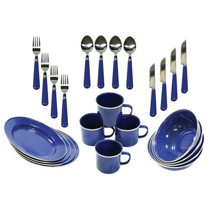 Picture of Stansport 11220 Enamel Camping Tableware Set - 24 Pieces - Blue (122540)