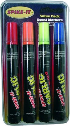 Picture of Spike-It 16001 Multi-Scent Marker Set Garlic Blue Chartreuse Orange & Red