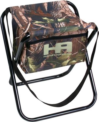 Picture of HQ Outfitters DS-1006 Folding Camo Stool with Storage Pocket 19mm Frame