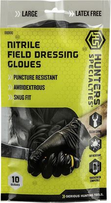 Picture of Hunters Specialties 100047 Nitrile Field Dressing Gloves, Size Large, 10 Pack