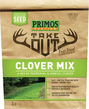 Picture of Primos 58581 Take Out Food Plot Seed, Clover Mix (Perennial & Annual), 1/4 Acre Coverage, 5 Lb Bag