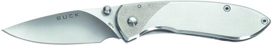 Picture of Buck 0327SSS Nobleman Folding Lockback Pocket Knife, 2 5/8" Drop Point Satin Finish 440A Steel Blade, Pocket Clip