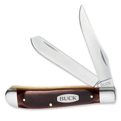 Picture of Buck 0382BRS Trapper Folding 2 Blade Pocket Knife, 420J2 clip and spey blades, wood handle w/ nickel silve bolsters