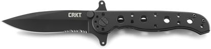 Picture of CRKT M21-10KSF Kit Carson Folding Knife, 3.134" Black Oxide Blade w/Triple Point Serrations, Frame Lock