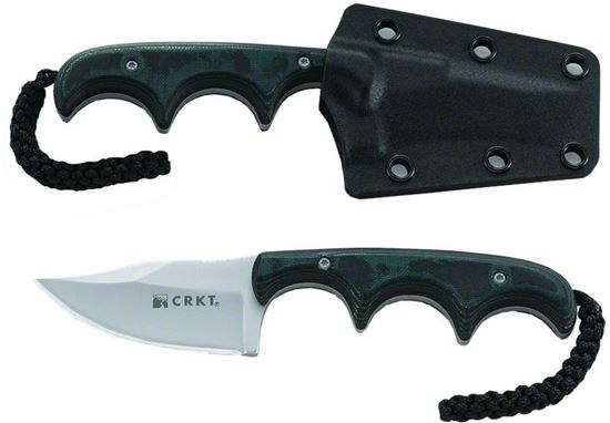 Picture of CRKT 2387 Minimalist Bowie Fixed Blade Knife W/Sheath Blade Length: 2.125" Plain Edge 5Cr15MoV Bead Blast Finish,Grn/Blk