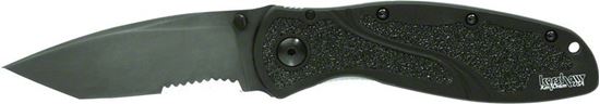 Picture of Kershaw 1670TBLKST Blur Tactical Assisted Opening Folding Knife, 3.4" Partially Serrated Tanto Blade, Black