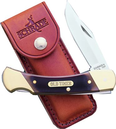 Picture of Old Timer 7OT Cave Bear Lockback Folding Knife W/Leather Sheath 3.9" Blade, Leather Sheath