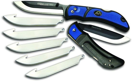 Picture of Outdoor Edge RLU-40 Razor-Lite EDC Folding Razor Knife, 3.5" Blade, (Blue, 6-Blades) - Box