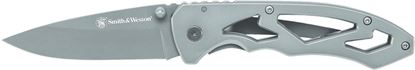 Picture of Smith & Wesson CK400LCP Large Frame Lock Folding Knife, Grey, 3" Clip Point Blade, SS Skeleton Handle, Pocket Clip