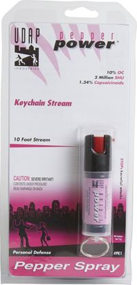 Picture of UDAP PK1 Pink Keychain Pepper Spray (Stream), 10 ft Ballistic Spray, .4oz, 11g