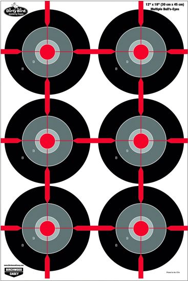 Picture of Birchwood Casey 35705 Dirty Bird 12" x 18" Multiple Bull's- Eye Target- 8 Targets