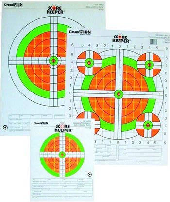 Picture of Champion 45761 Scorekeeper 100Yd Sight-In Rifle Target, Flourescent Orange/Green Bull, 14"x18", 12Pk