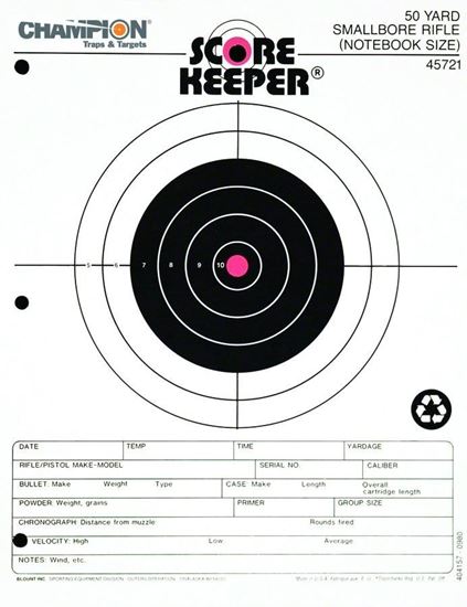 Picture of Champion 45721 Scorekeeper 50Yd Small Bore Notebook Target, Orange Bull, 8.5"x11", 12Pk