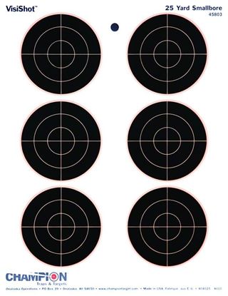 Picture of Champion 45803 Visishot 25 yd Smallbore Target, 6-3" Bullseyes, 8.5"x11", 10Pk