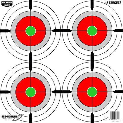 Picture of Birchwood Casey 37253 Eze-Scorer 12" Mulitple Bull's-Eye Paper Target- 13 Targets