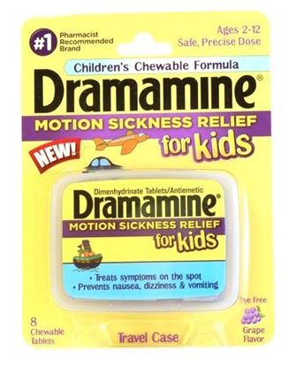 Picture of Dramamine 1810KD Motion Sickness for KIDS - Grape Tablets - 8 Chewable Tablets