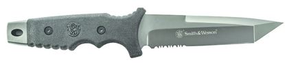 Picture of Smith & Wesson SW7S Full Tang Fixed Blade Knife, 5.2" Partially Serrated Tanto Blade, PPE Handle, Belt Sheath