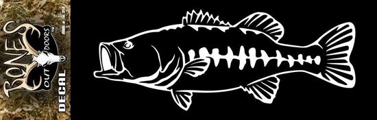 Picture of Bones BP2482BO Decal, Largemouth Bass-Wht Tranfer