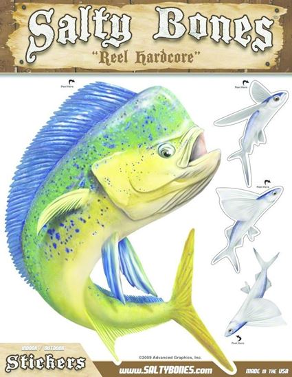 Picture of Salty Bones BMEG4002SB Mega Decal, 10.5" x 13.5", Mahi (Right Facing)