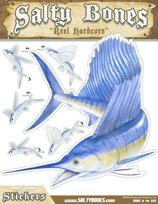 Picture of Salty Bones BMEG4005SB Mega Decal, 10.5" x 13.5", Sailfish (Left Facing)