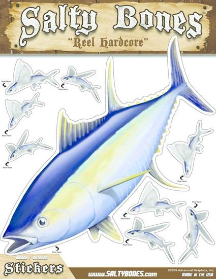 Picture of Salty Bones BMEG4006SB Mega Decal, 10.5" x 13.5", Yellowfin Tuna (Left Facing)