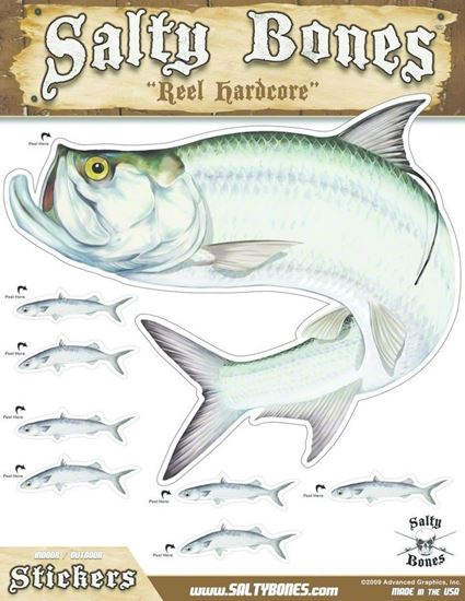 Picture of Salty Bones BMEG4010SB Mega Decal, 10.5" x 13.5", Tarpon (Right Facing)