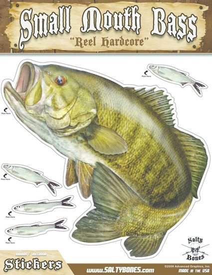 Picture of Bones BMEG4015 Mega Decal, 10.5" x 13.5", Smallmouth Bass (Left Facing)