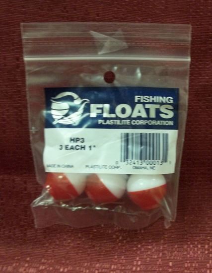 Picture of Plastilite HP4 Round Plastic Float, 1-1/4", Red/White, 3pk